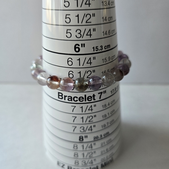 8mm Super Seven Natural Purple Phantom Ghost Quartz - Picture 7 of 10